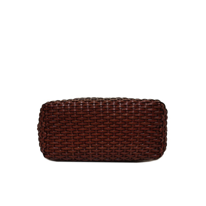 Women's genuine cowhide leather handbag Woven Basket design