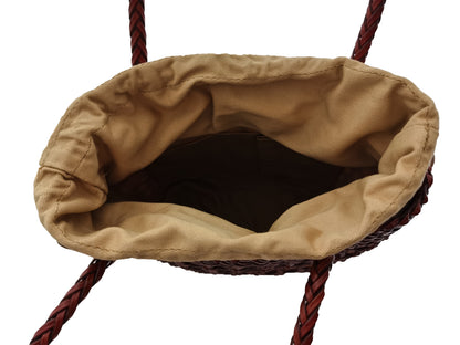 Women's genuine cowhide leather handbag Woven Basket design