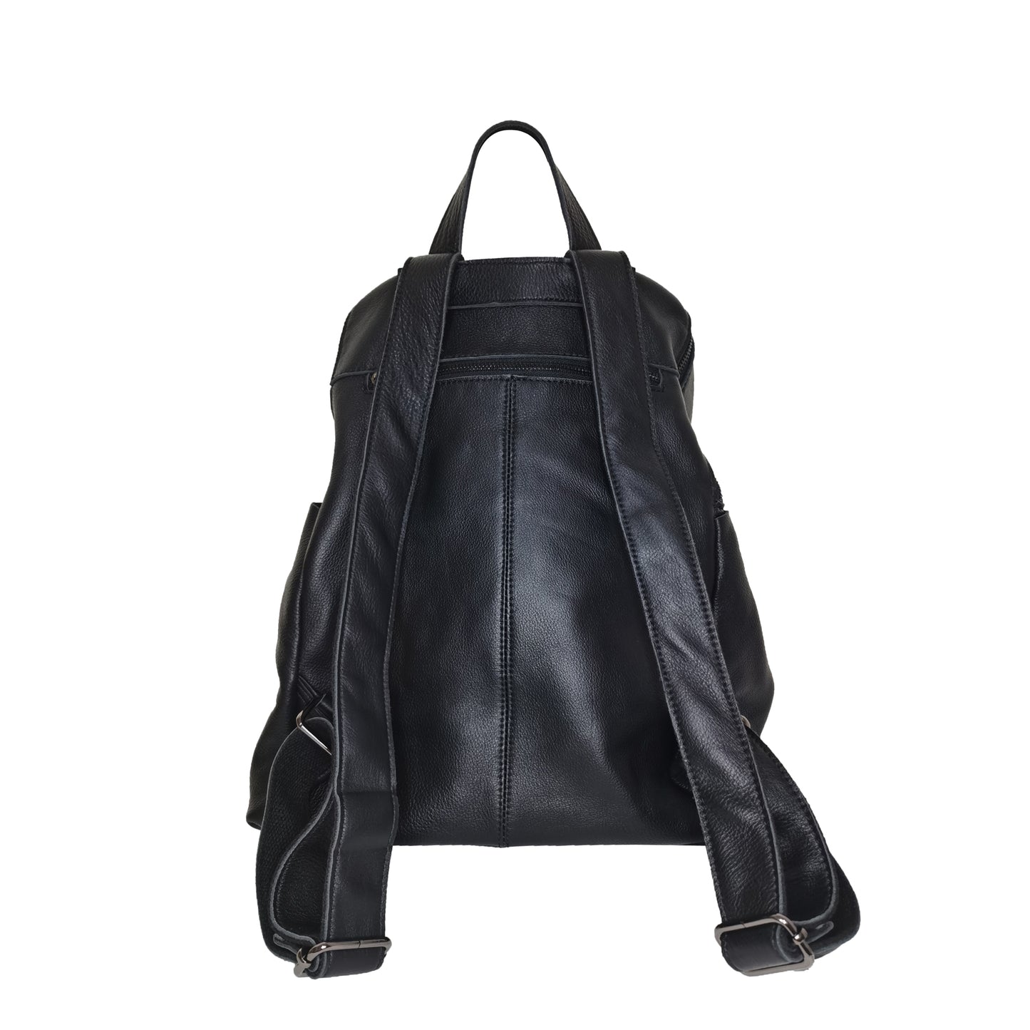 Unisex cowhide leather backpack Snap design with strap pouch