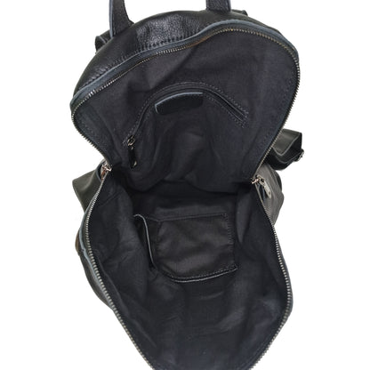 Unisex cowhide leather backpack Snap design with strap pouch