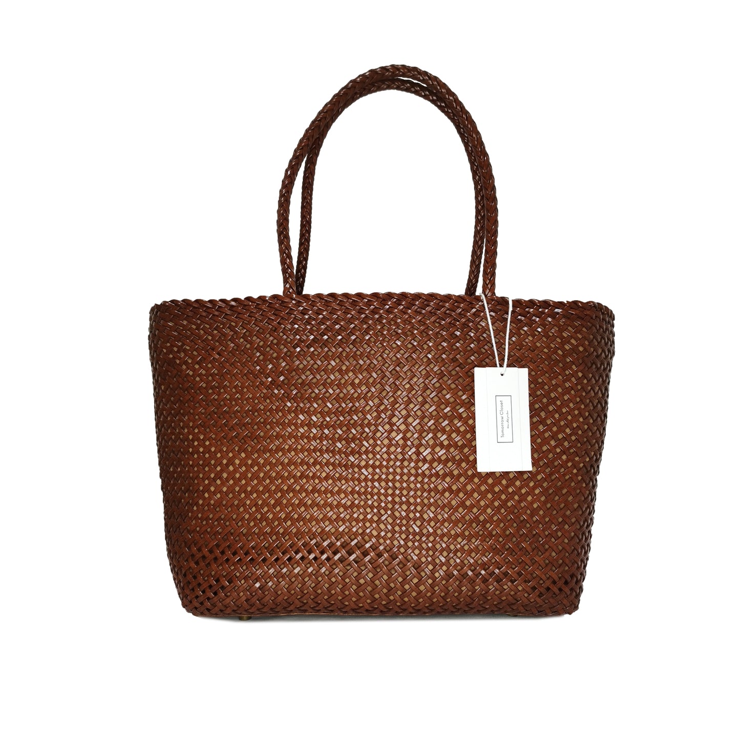 Women's handwoven genuine cowhide leather handbag Top Handle shopping tote V2