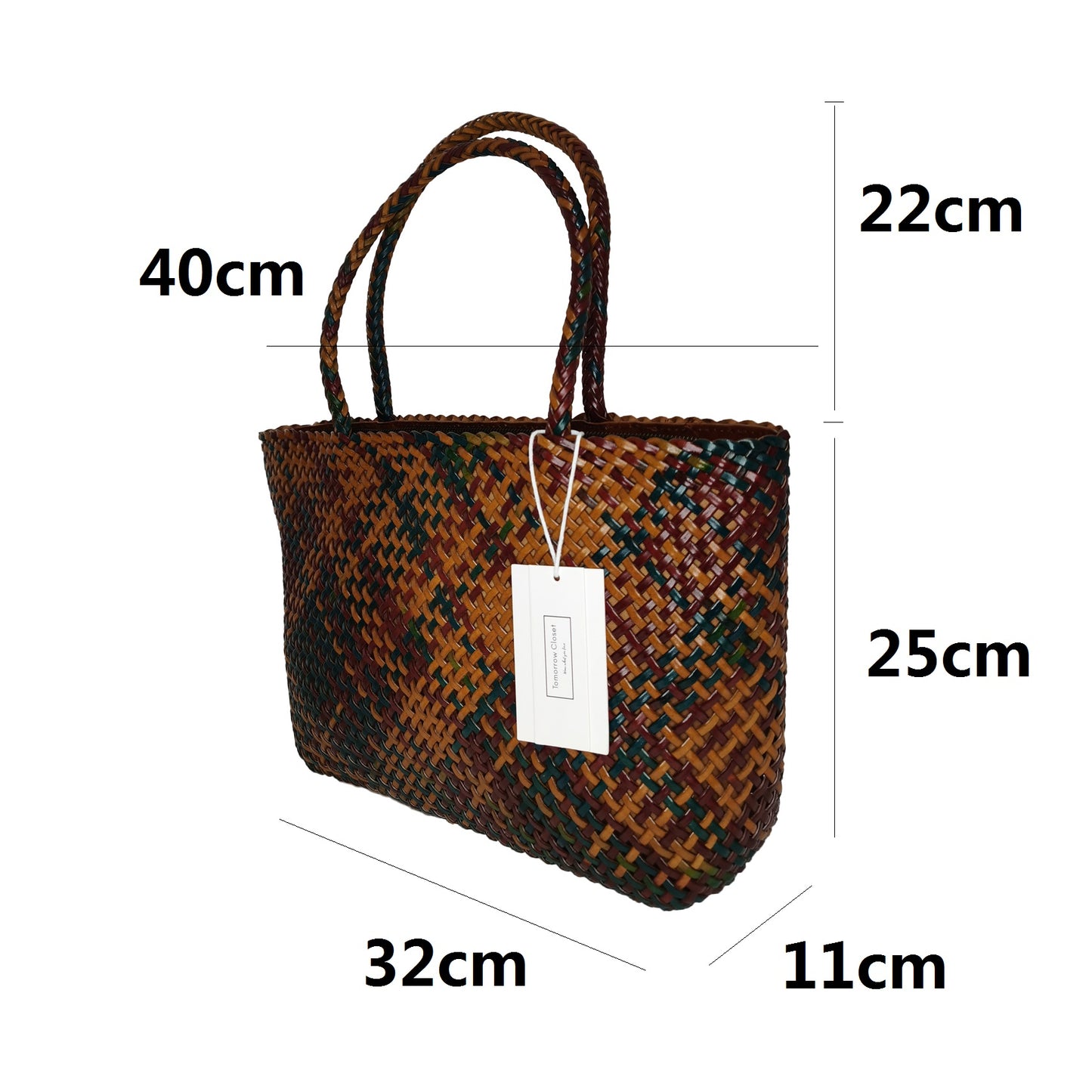 Women's handwoven genuine cowhide leather handbag Top Handle shopping tote V2