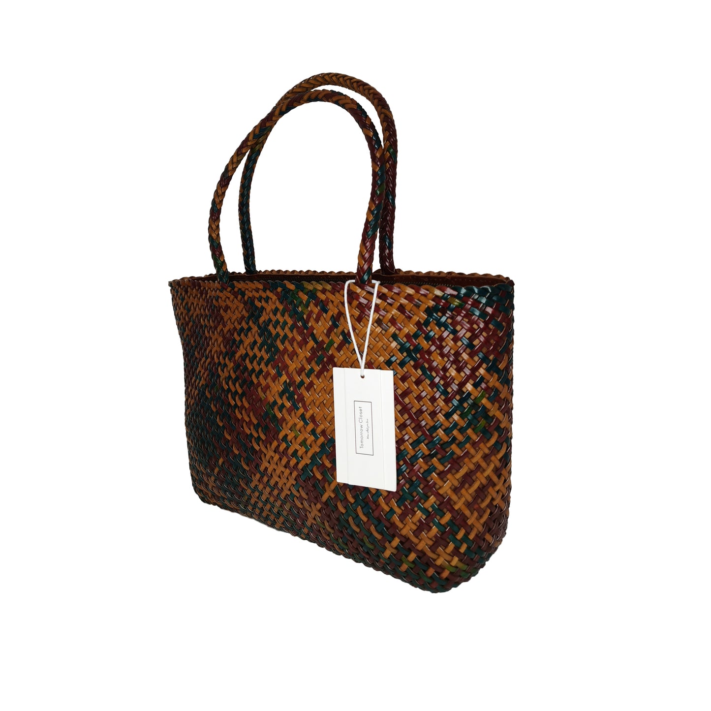 Women's handwoven genuine cowhide leather handbag Top Handle shopping tote V2