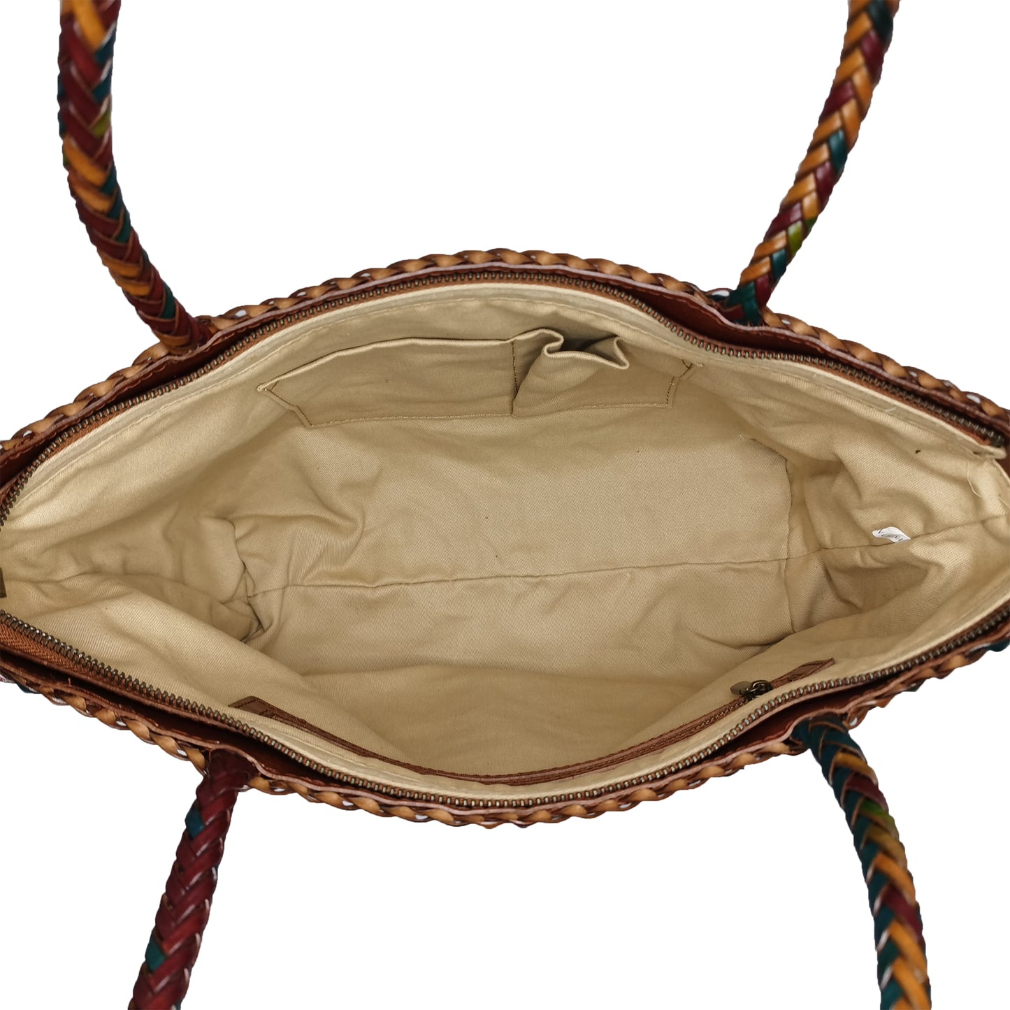 Women's handwoven genuine cowhide leather handbag Top Handle shopping tote V2