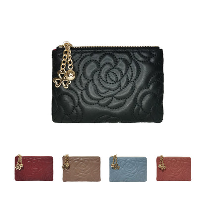 Women's genuine cowhide leather purse/ coin pouch Vyar floral design