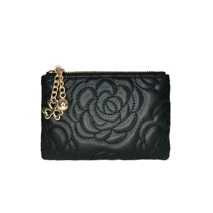 Women's genuine cowhide leather purse/ coin pouch Vyar floral design