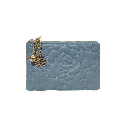 Women's genuine cowhide leather purse/ coin pouch Vyar floral design