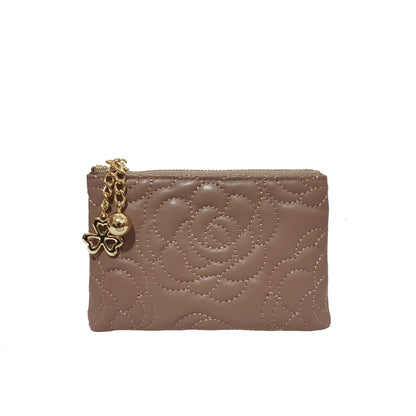 Women's genuine cowhide leather purse/ coin pouch Vyar floral design