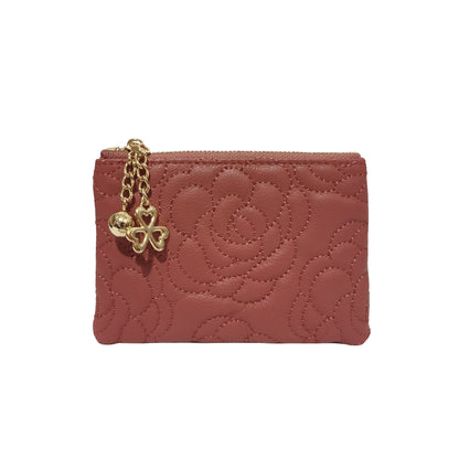 Women's genuine cowhide leather purse/ coin pouch Vyar floral design