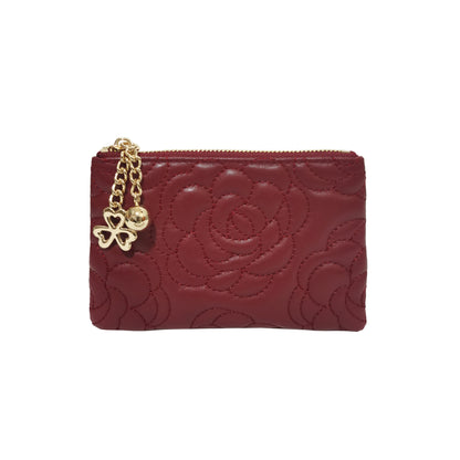 Women's genuine cowhide leather purse/ coin pouch Vyar floral design