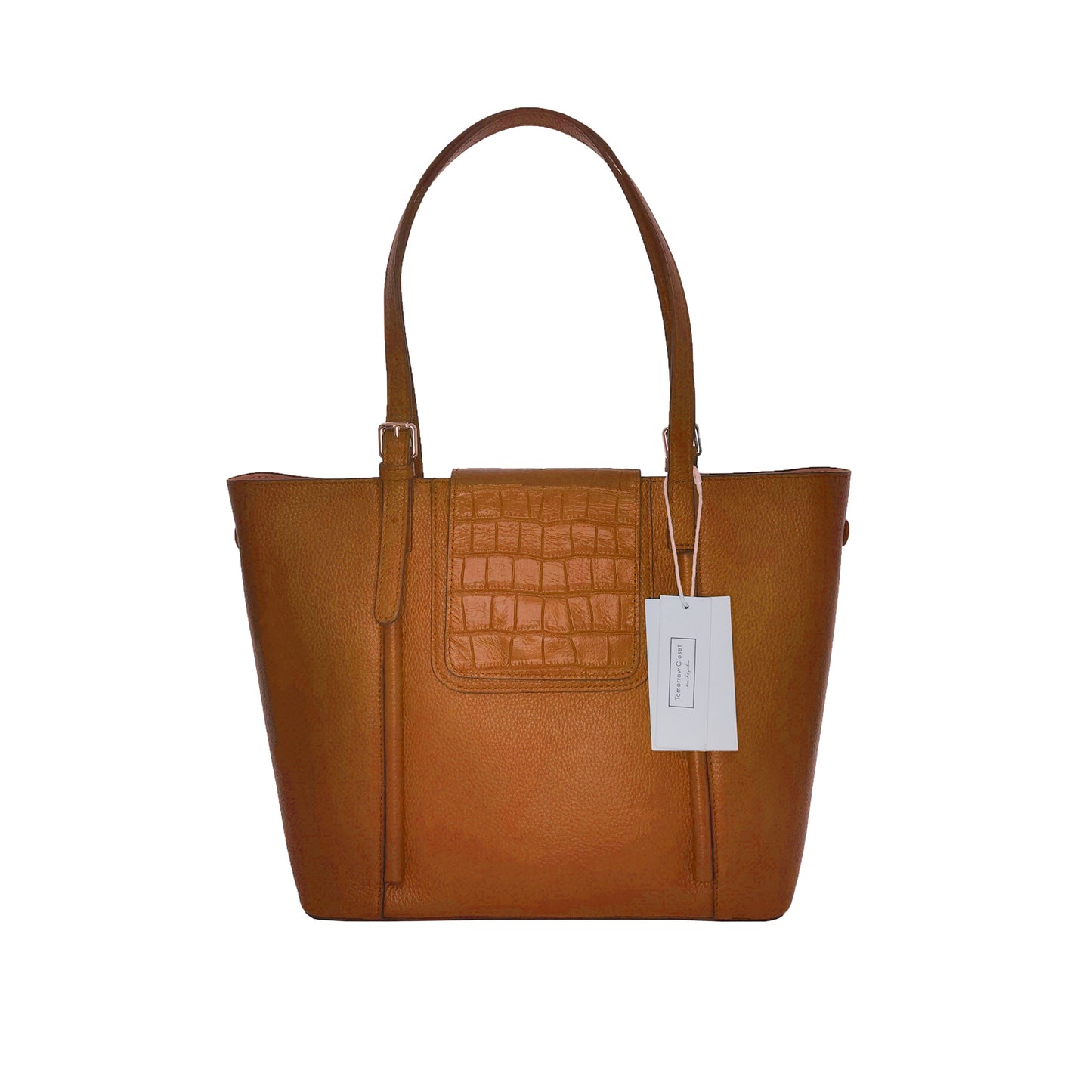 Women's genuine cowhide leather handbag Depaule design with croc print