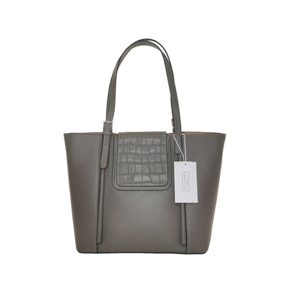 Women's genuine cowhide leather handbag Depaule design with croc print