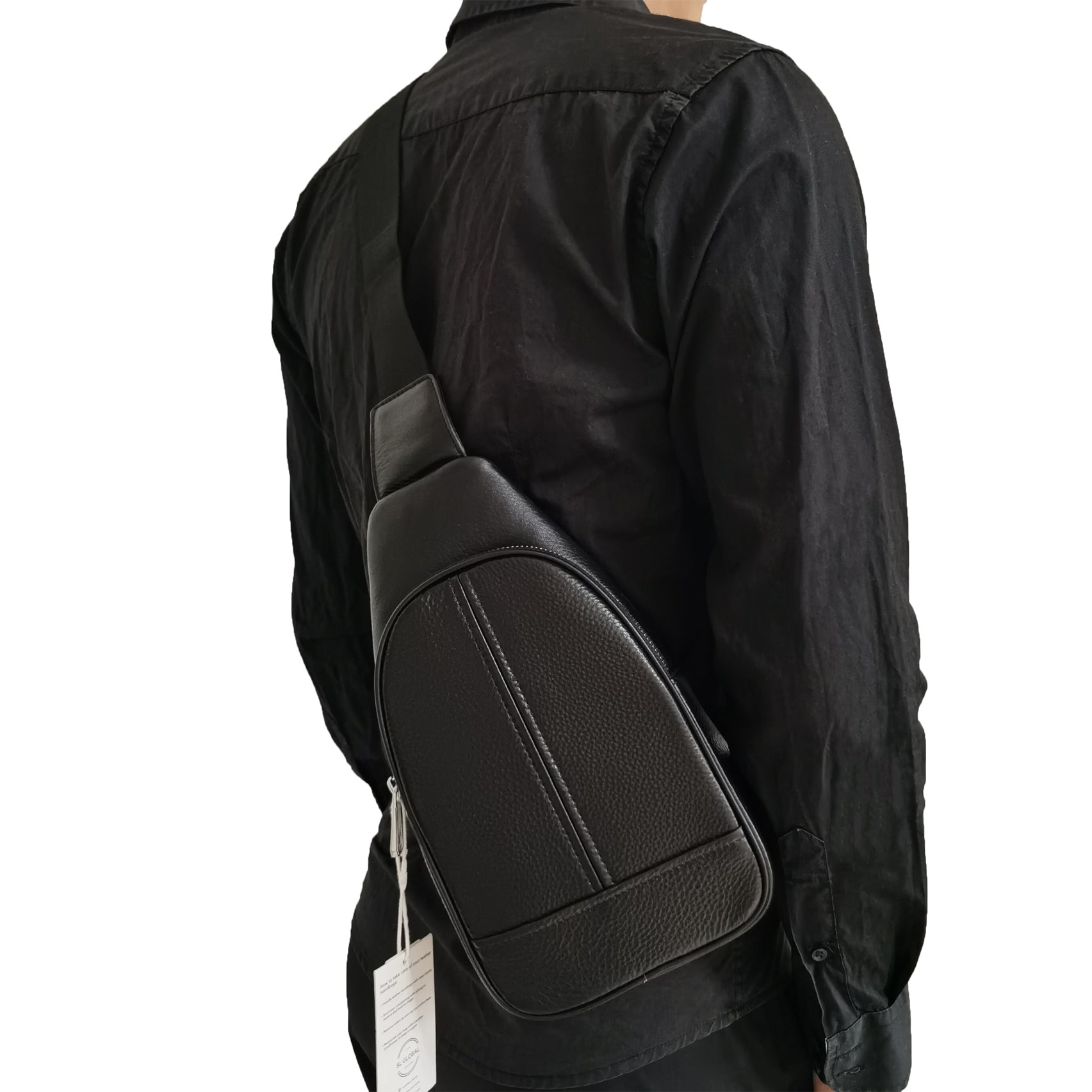 Unisex genuine cowhide leather Seam design fanny pack waist bag by Tomorrow Closet