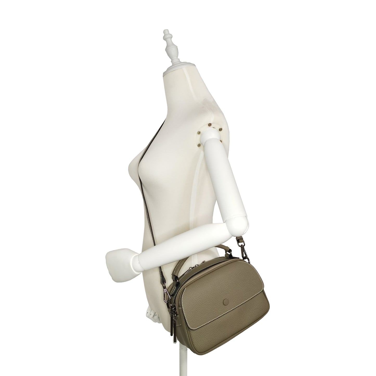 Women's genuine cowhide leather handbag Demi design with 2 straps