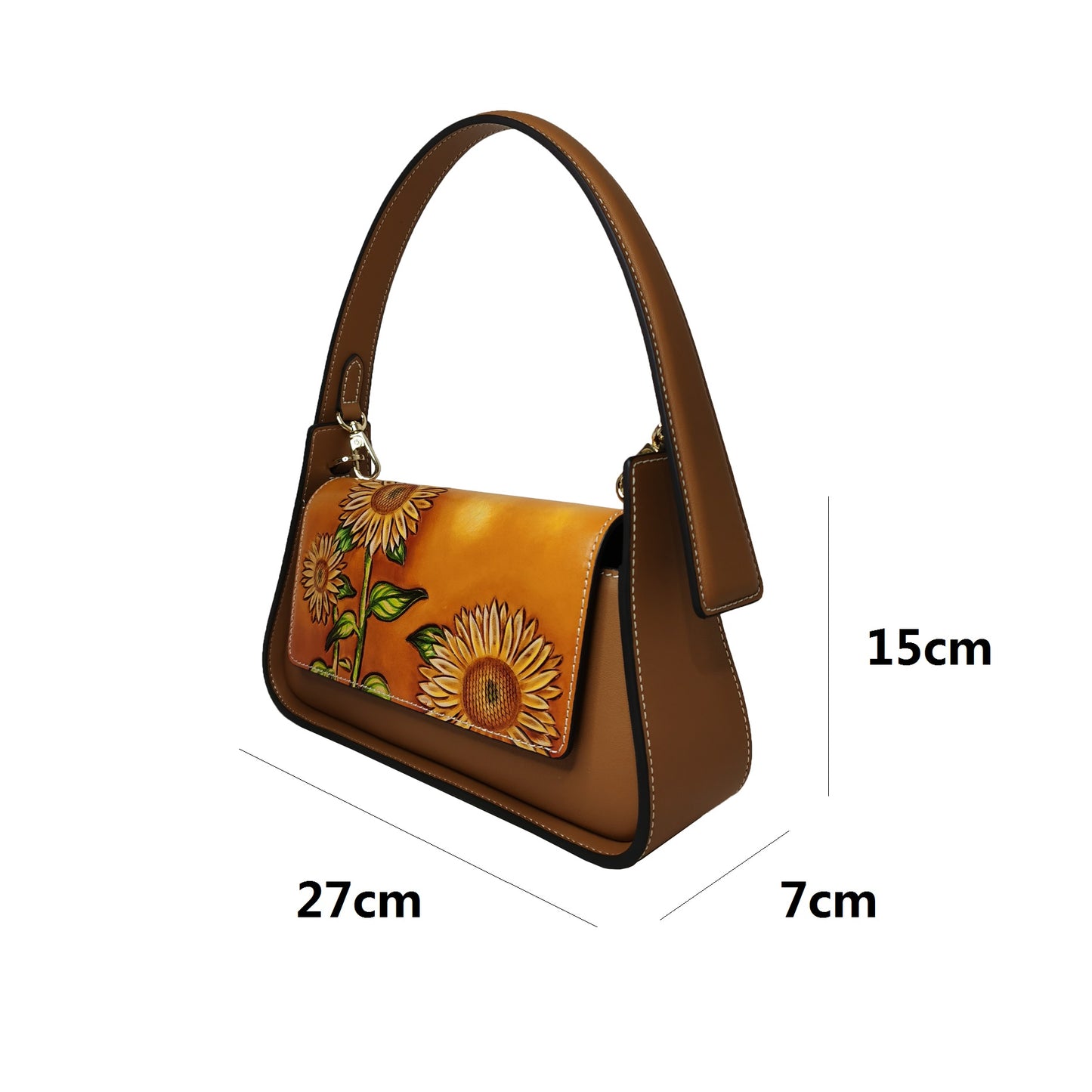 Women's genuine engraved cowhide leather handbag Ingot V2 design with 2 straps