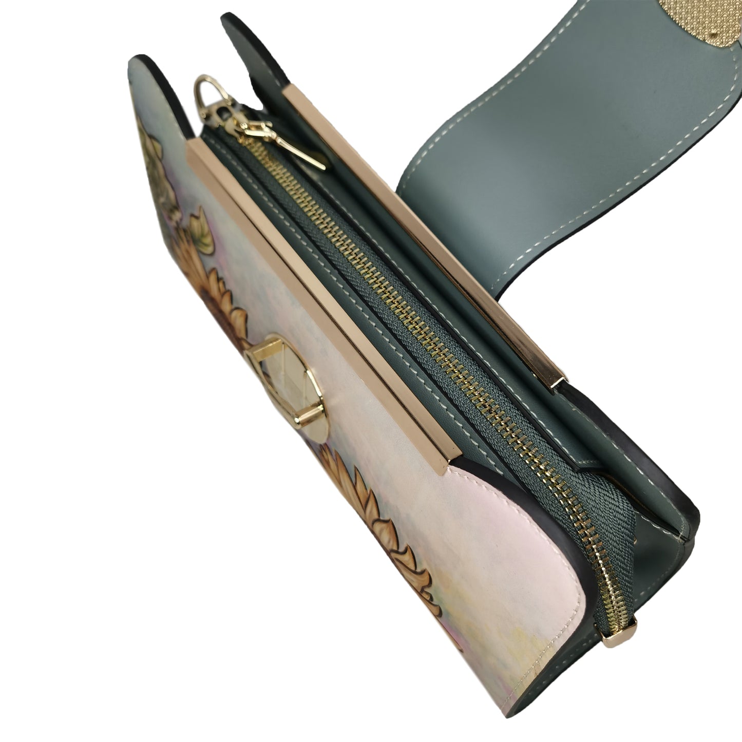 Women's genuine cowhide leather engraved lock design handbag