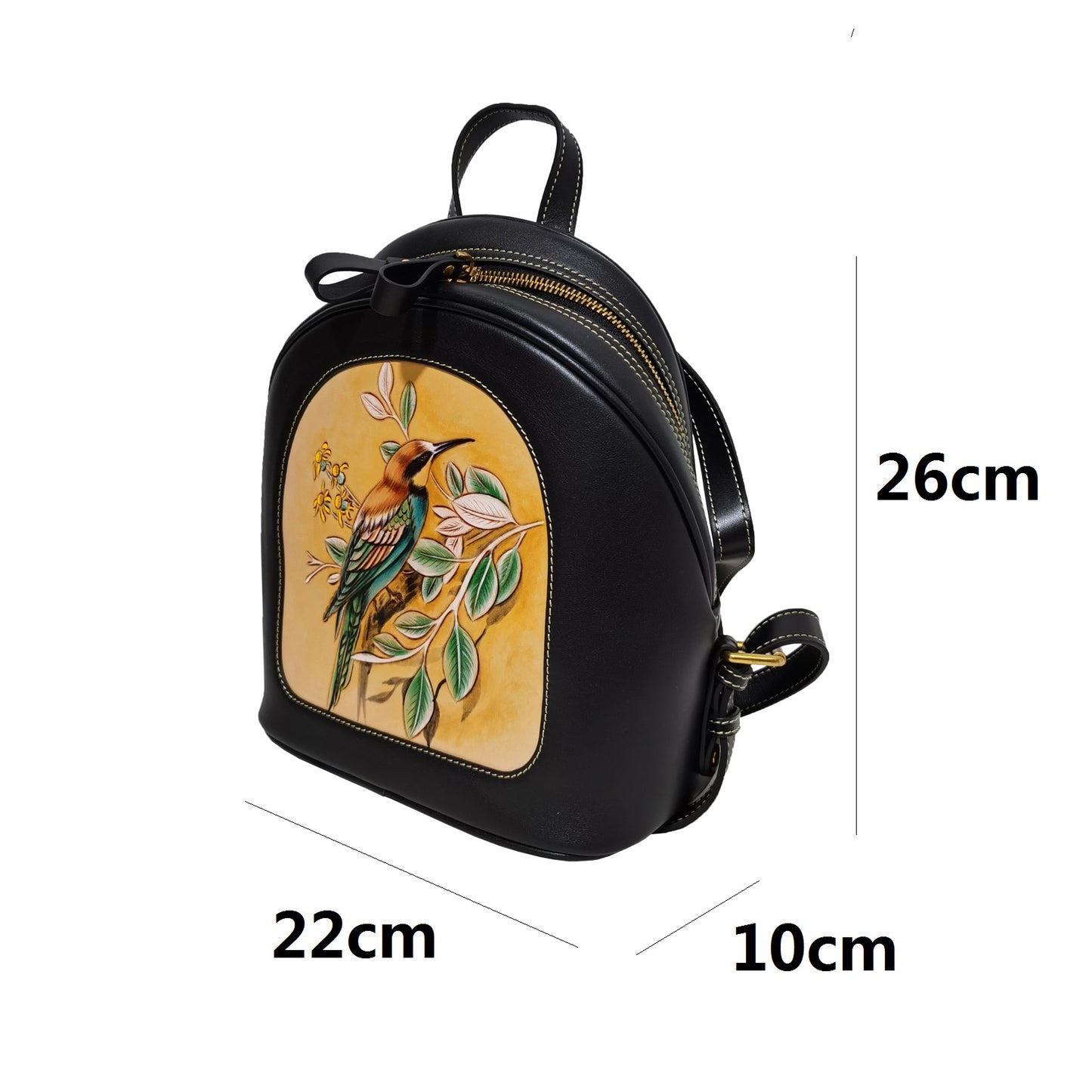 Women's genuine cowhide leather engraved backpack