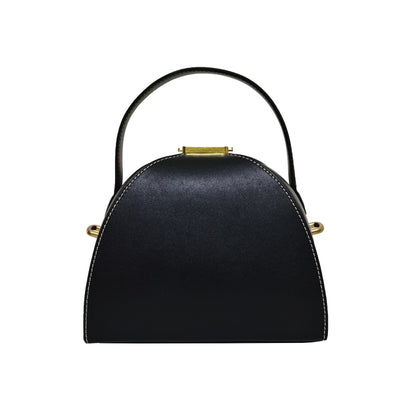 Women's genuine cowhide leather engraved handbag Crescent design