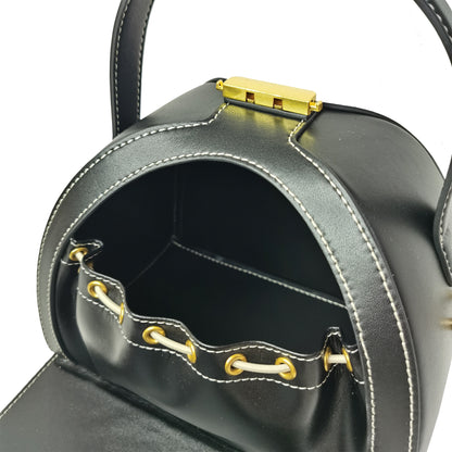 Women's genuine cowhide leather engraved handbag Crescent design