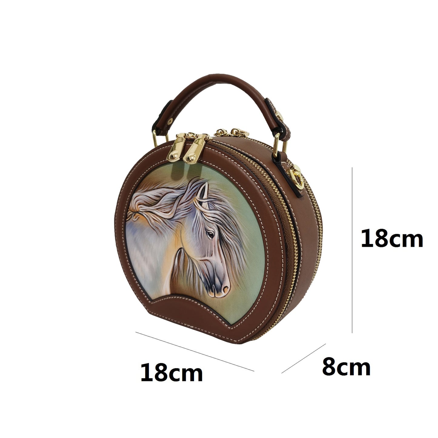 Women's genuine cowhide leather engraved handbag Klos design