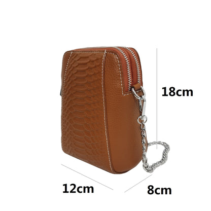 Women's genuine cowhide leather handphone bag Mirren V2 design in python print