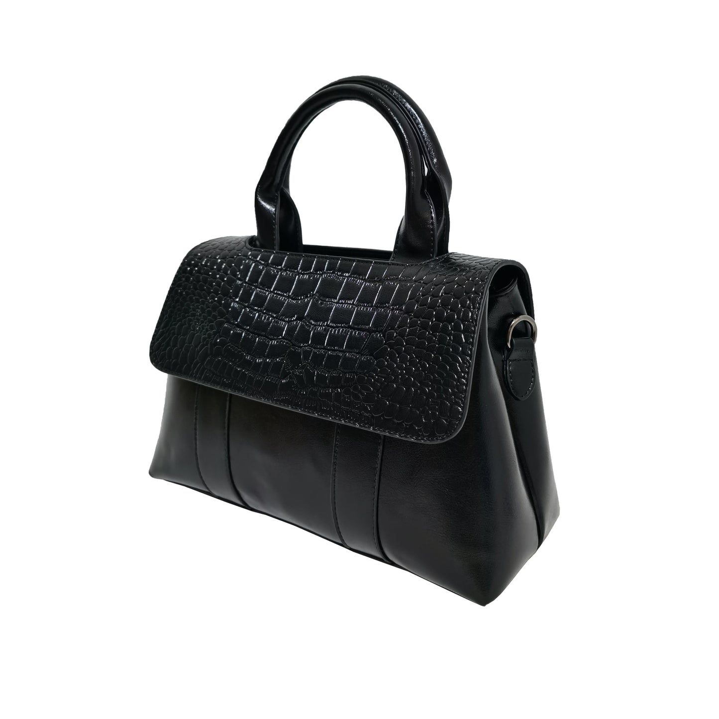 Women's genuine cowhide leather Handbag Perry design in crocodile print by Tomorrow Closet