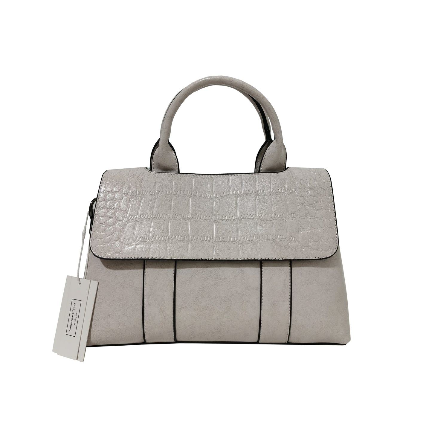 Women's genuine cowhide leather Handbag Perry design in crocodile print by Tomorrow Closet