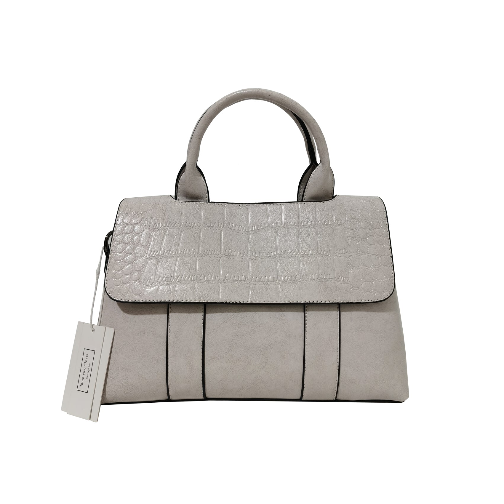 Women's genuine cowhide leather Handbag Perry design in crocodile print by Tomorrow Closet
