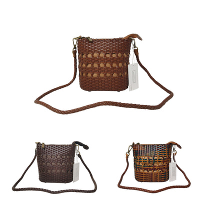 Women's genuine handwoven cowhide leather handphone bag Mirren design