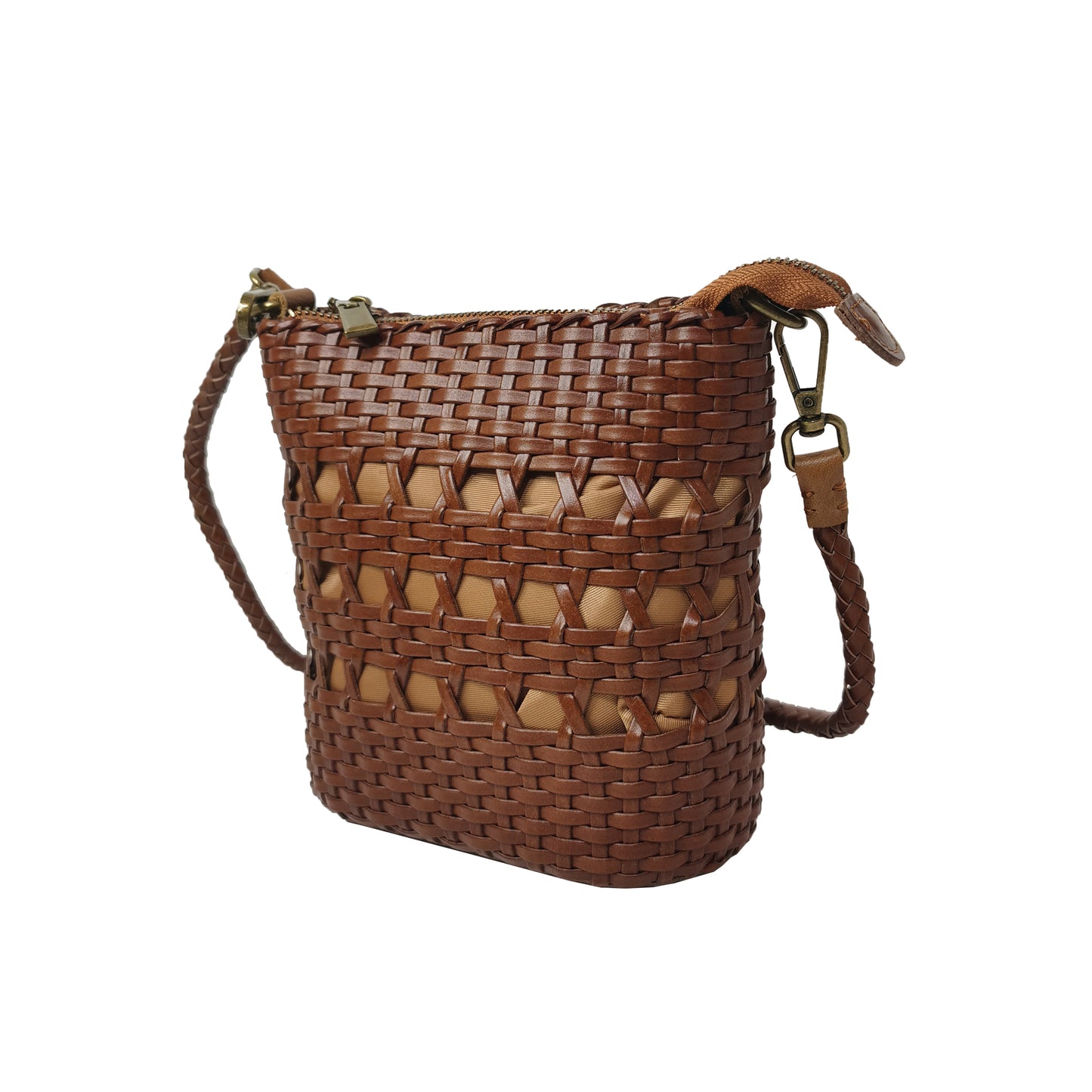 Women's genuine handwoven cowhide leather handphone bag Mirren design