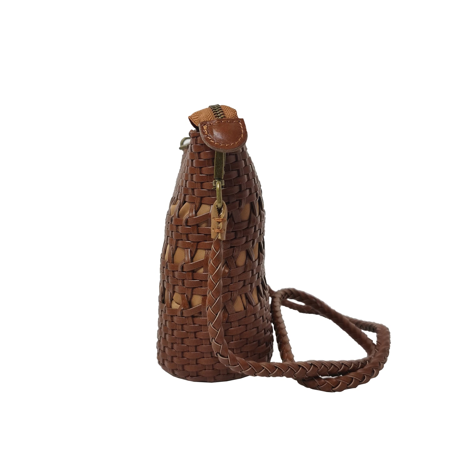 Women's genuine handwoven cowhide leather handphone bag Mirren design