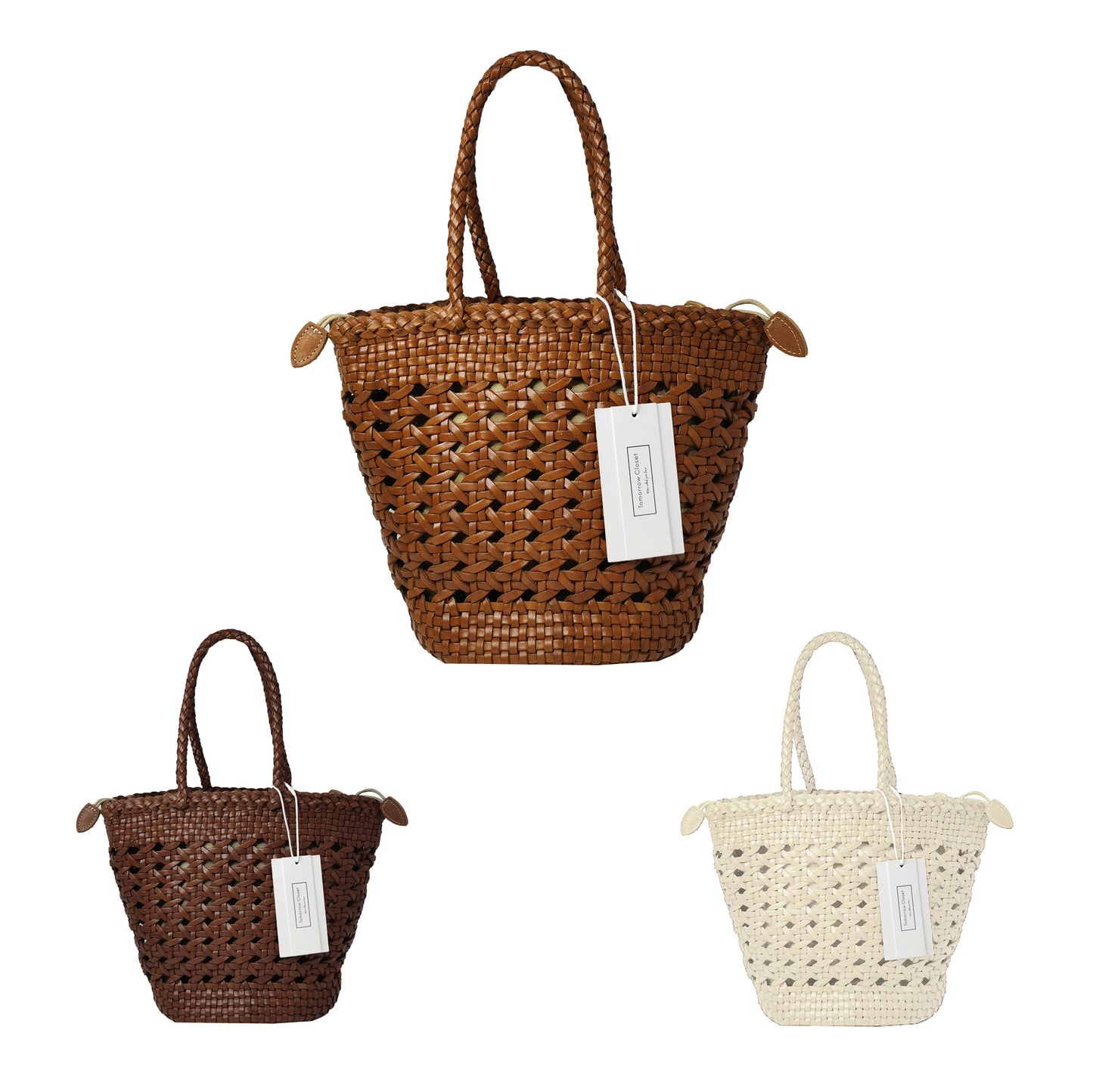 Women's genuine cowhide leather handbag Woven Basket V2 design