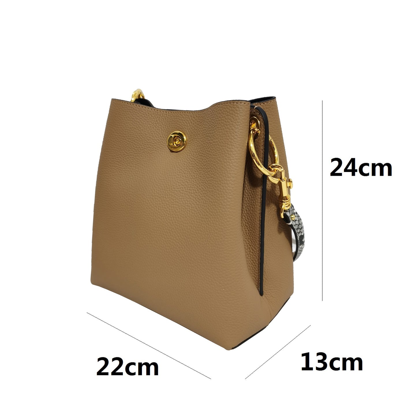 Women's genuine cowhide leather bucket bag