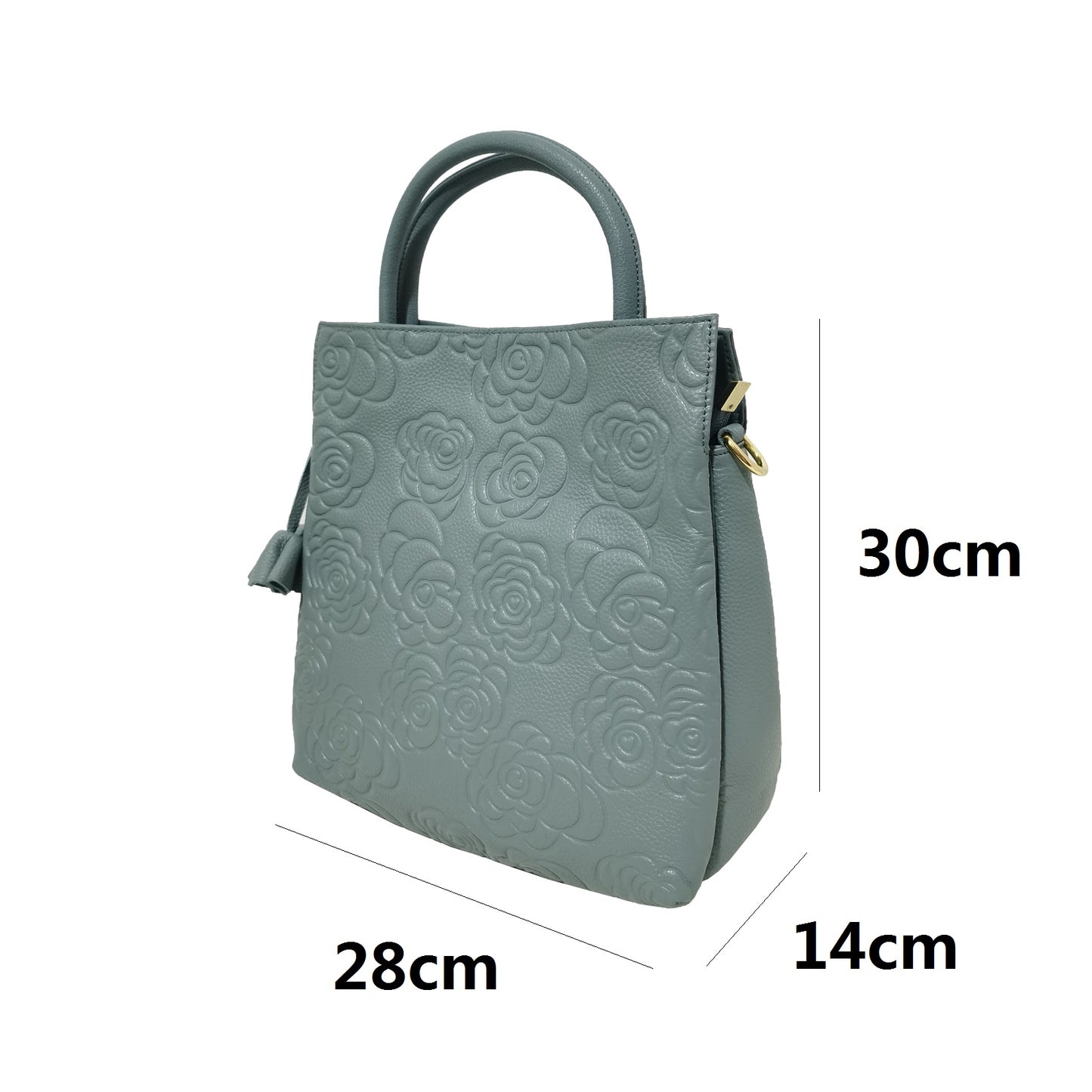 Women's genuine cowhide leather handbag Kriz design in floral print