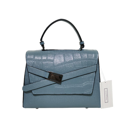 Women's cowhide leather handbag Lari V2 design in crocodile print