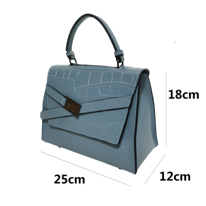 Women's cowhide leather handbag Lari V2 design in crocodile print