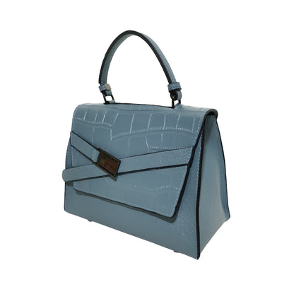 Women's cowhide leather handbag Lari V2 design in crocodile print