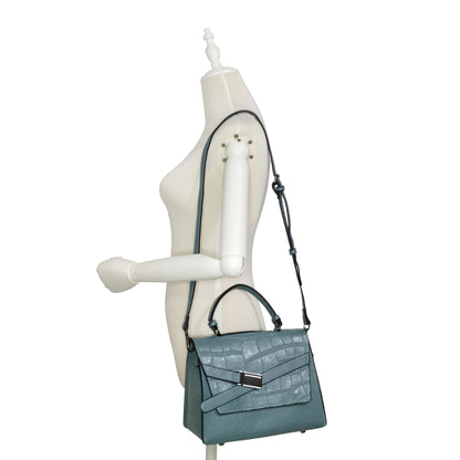Women's cowhide leather handbag Lari V2 design in crocodile print