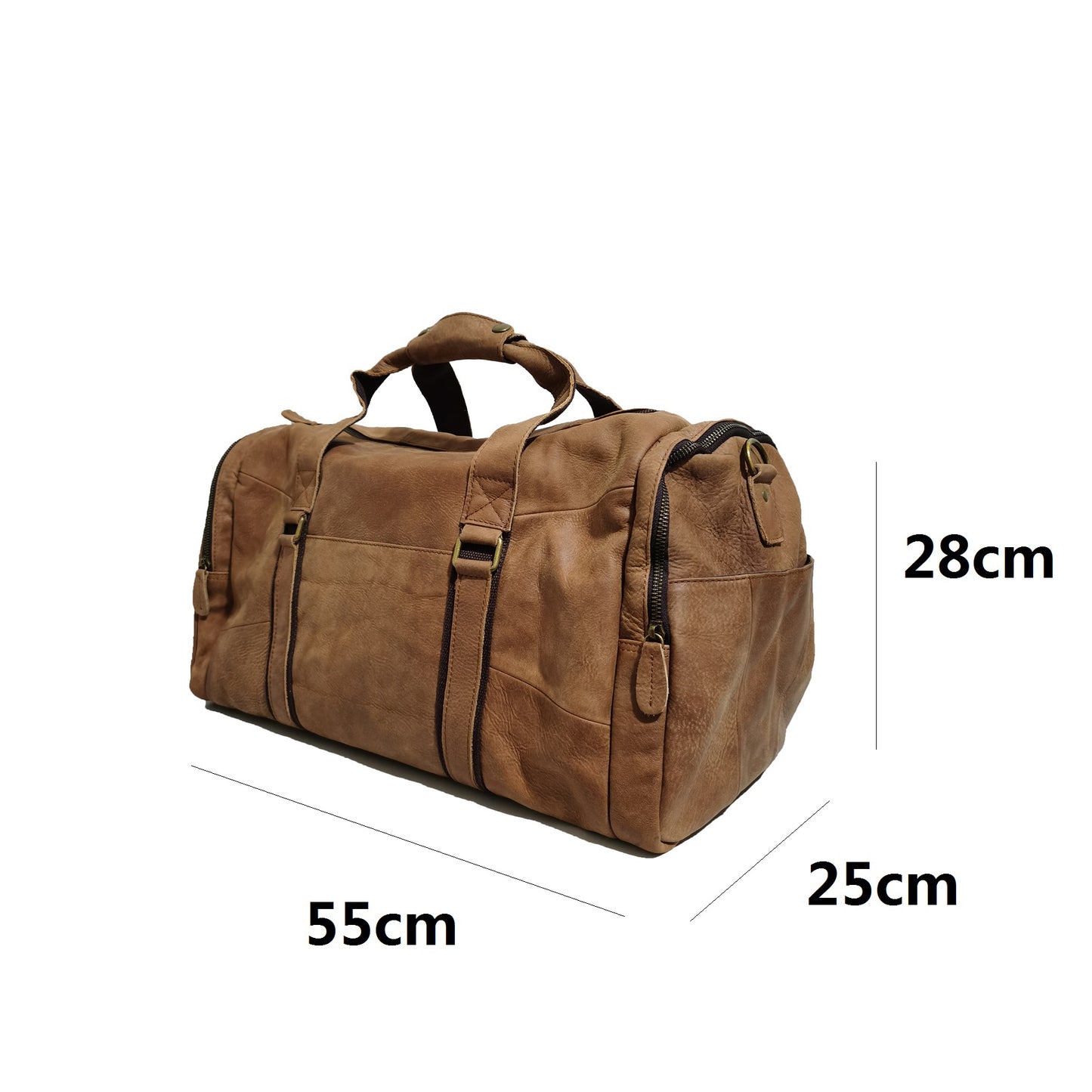 Unisex Women's and Men's genuine cowhide leather duffel travel bag