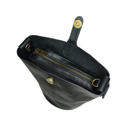 Women's genuine cowhide leather bucket bag V3