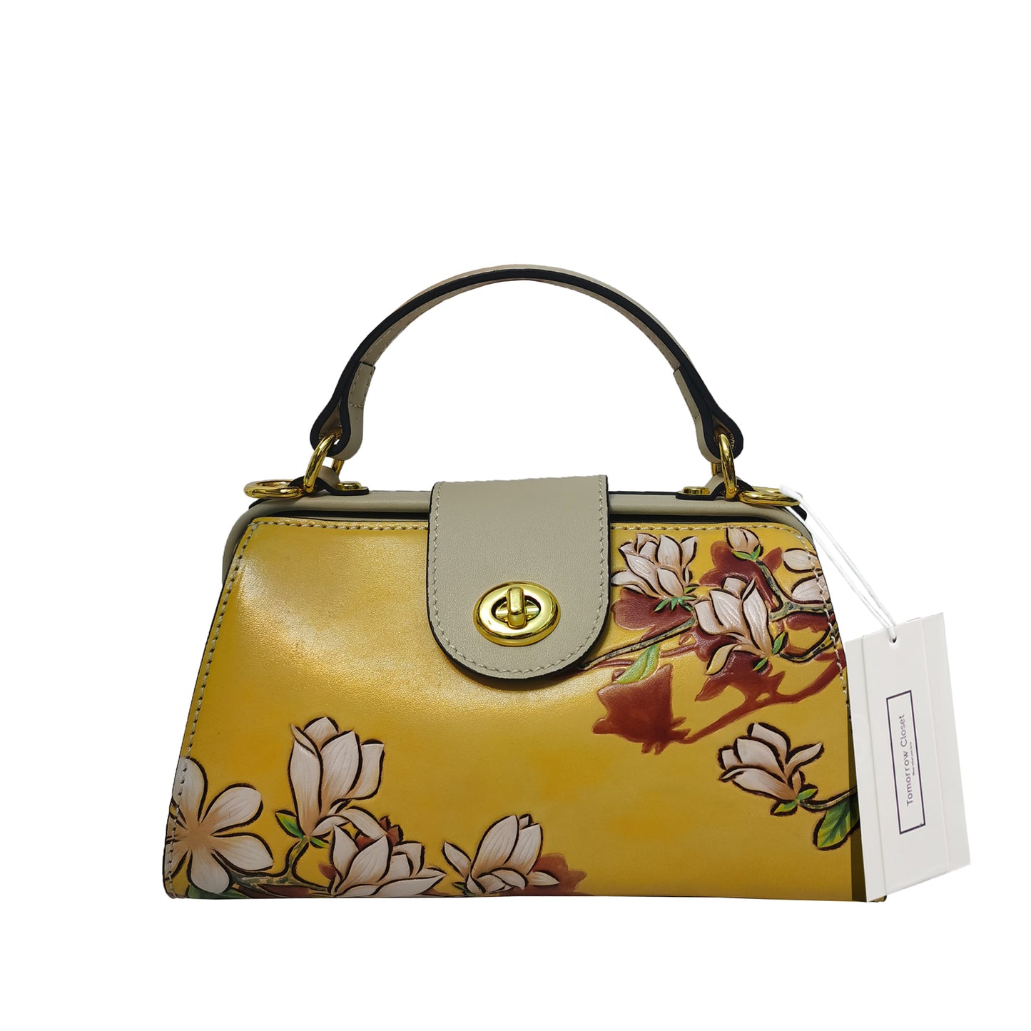 Women's genuine cowhide leather engraved handbag Palour design by Tomorrow Closet