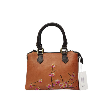 Women's embossed genuine cowhide leather handbag Kunis design
