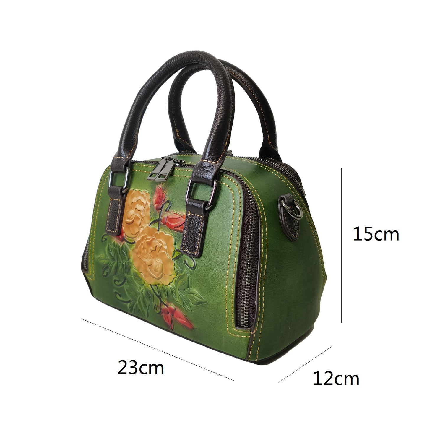 Women's embossed genuine cowhide leather handbag Palour design
