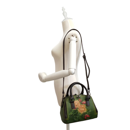 Women's embossed genuine cowhide leather handbag Palour design