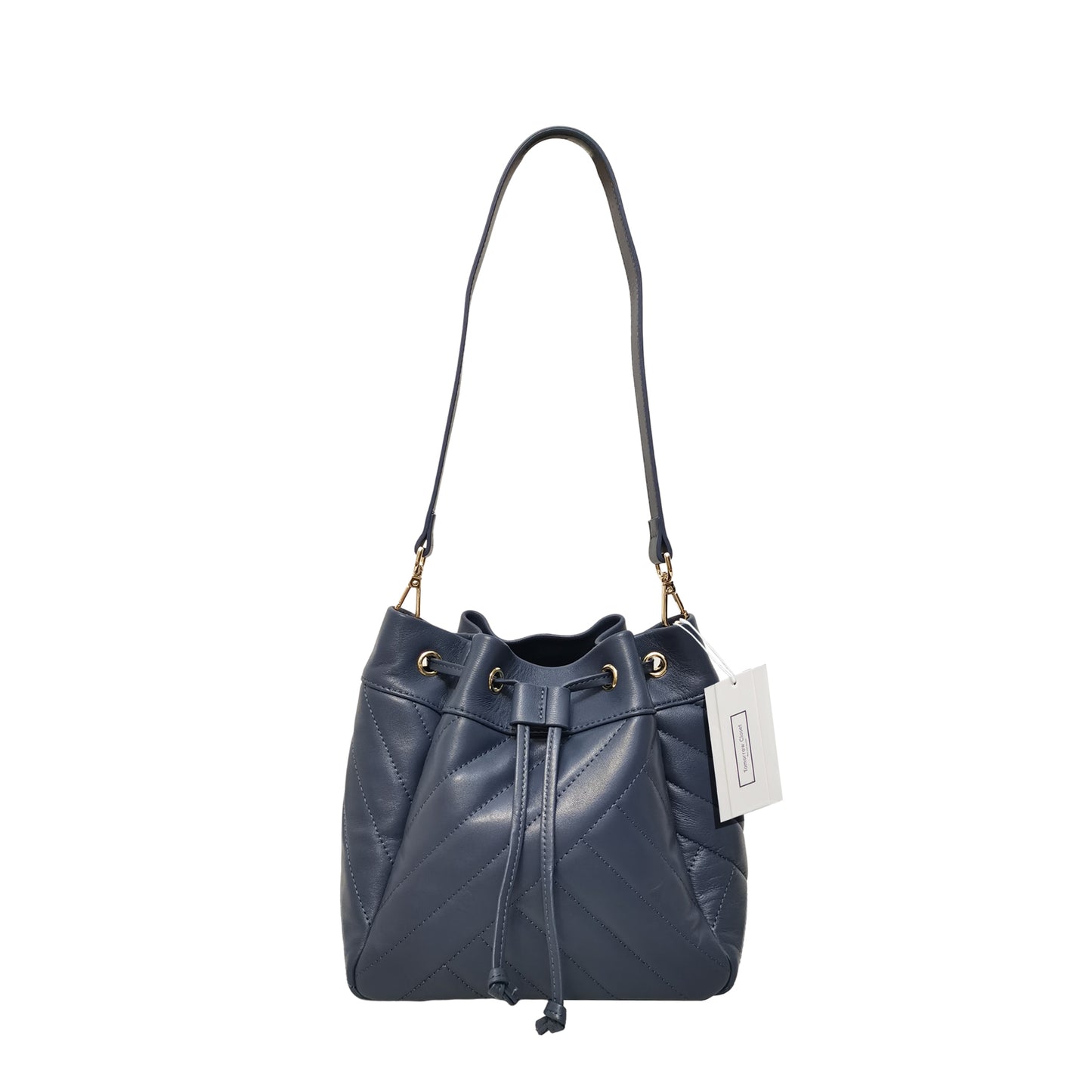 Women's genuine leather handbag bucket bag Falten design