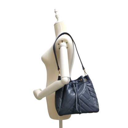 Women's lambskin leather handbag bucket bag Falten design