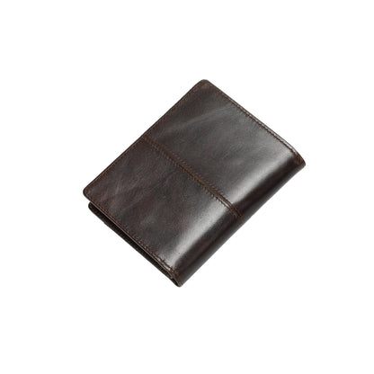 Women's and Men's unisex cowhide leather vertical flap wallet with additional card slot insert