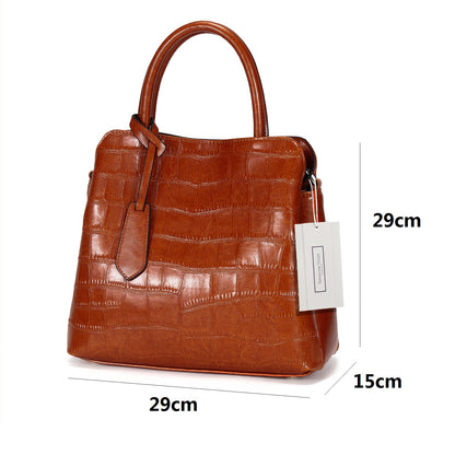 Women's genuine cowhide leather handbag in crocodile print Barbara design by Tomorrow Closet