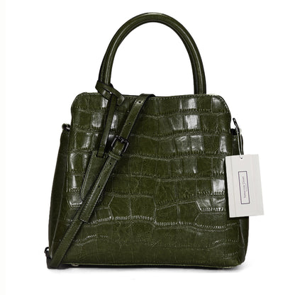 Women's genuine cowhide leather handbag in crocodile print Barbara design by Tomorrow Closet