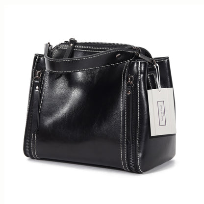 Women's genuine waxed cowhide leather handbag Boling design by Tomorrow Closet